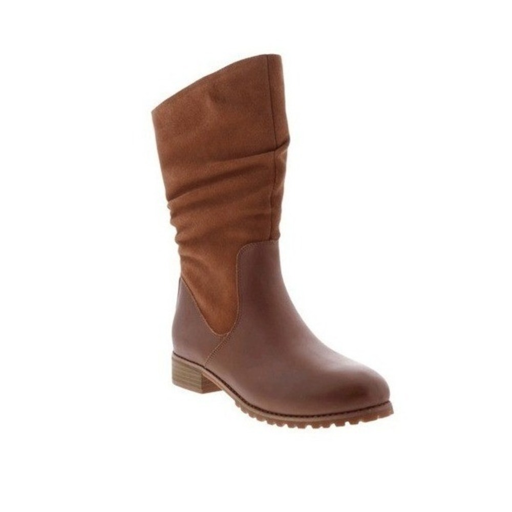 Softwalk Mercer Microfiber Boots Saddle Brown Faux Leather Slouch Mid-Calf Zip 5